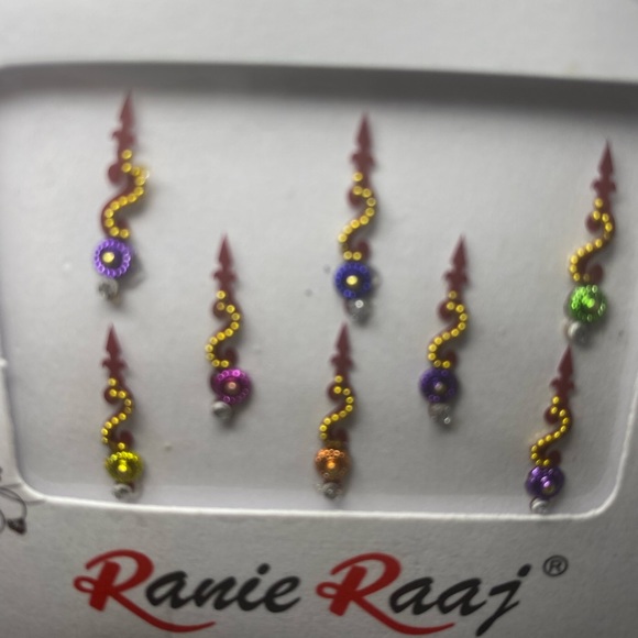 8 Multicolored Long Forehead Bindi Stickers - Picture 3 of 6